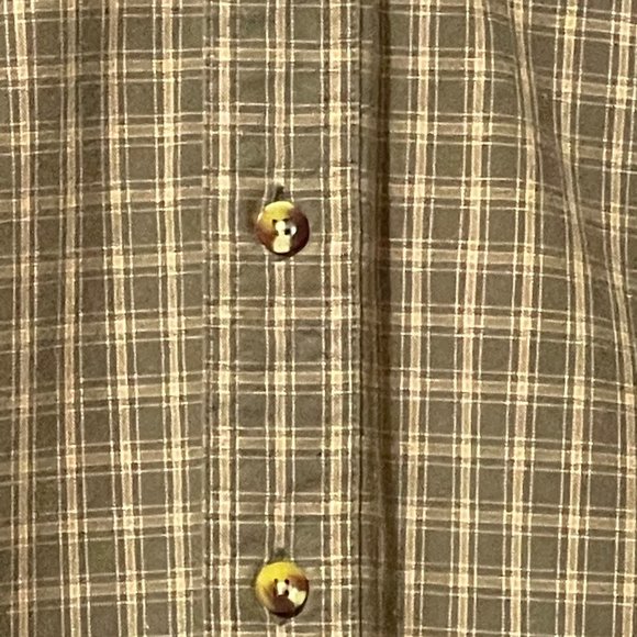 LL Bean men's size L-tall 100% cotton tan plaid long sleeve button down shirt - Picture 2 of 6